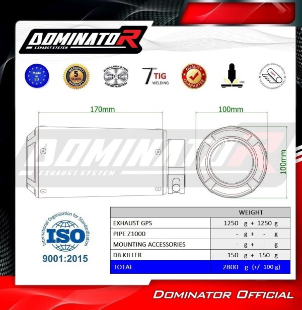 Dominator GP Slipon Z1000 2010-2020
